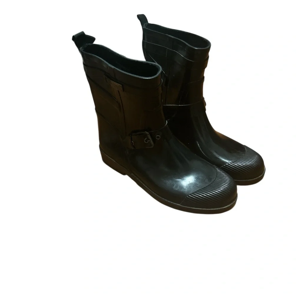 Coach Lester Black Rubber Rain Boots Ankle Buckle Waterproof Women’s Size 8 - Picture 7 of 7